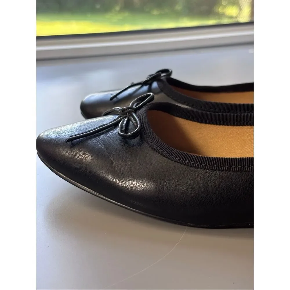 J. Crew Ballet flats black bow size 8